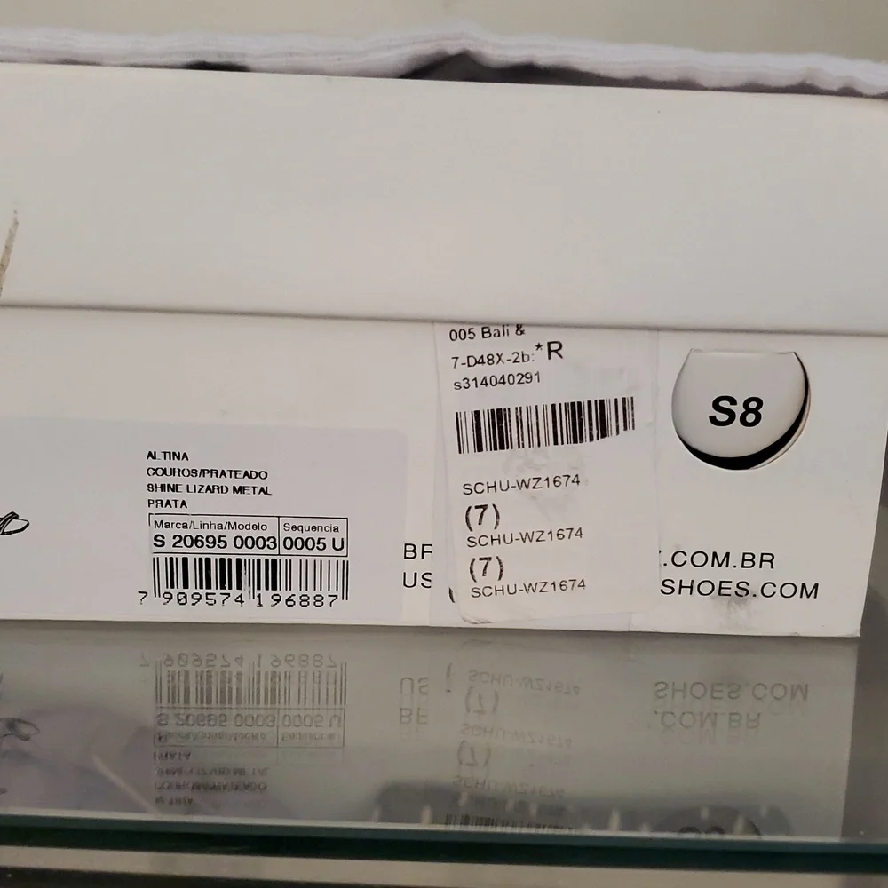 SCHUTZ women’s Metallic Silver Strappy shoe Size 7 With A 4" Heel new in box - Picture 8 of 8